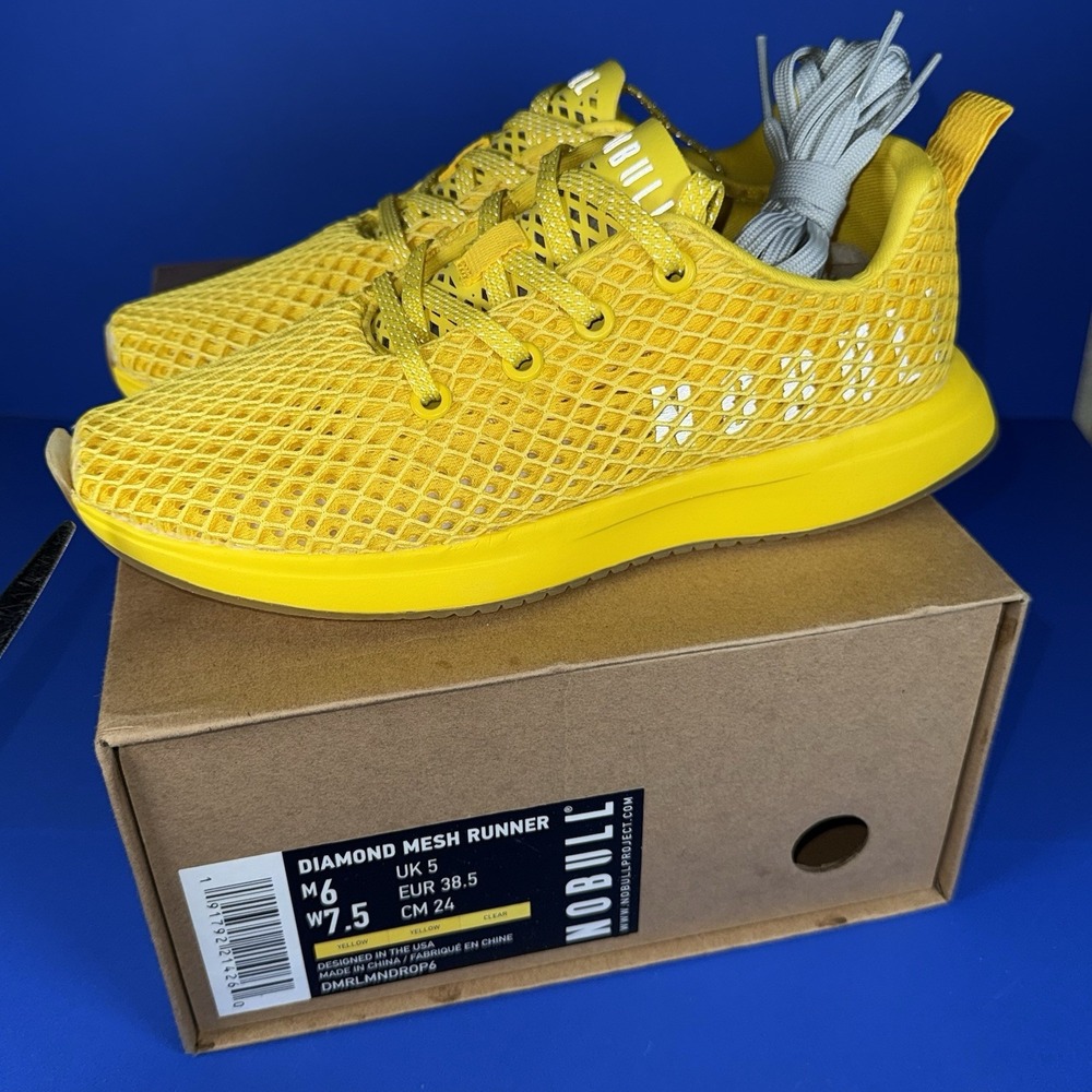 NOBULL Diamond Mesh Athletic Runner Shoes Yellow Mens‎ 6 Womens 7.5 READ
